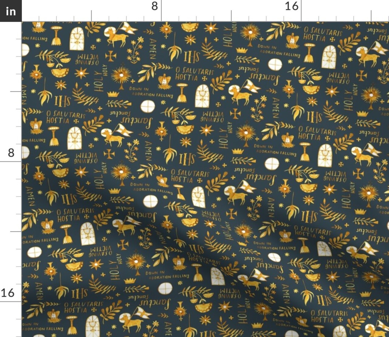 Adoration Charcoal Grey Monstrance Custom Printed Fabric by Spoonflower Various Fabrics by the Yard or Fat Quarter